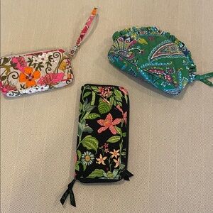Vera Bradley Wristlet, Passport Holder and Make up bag.